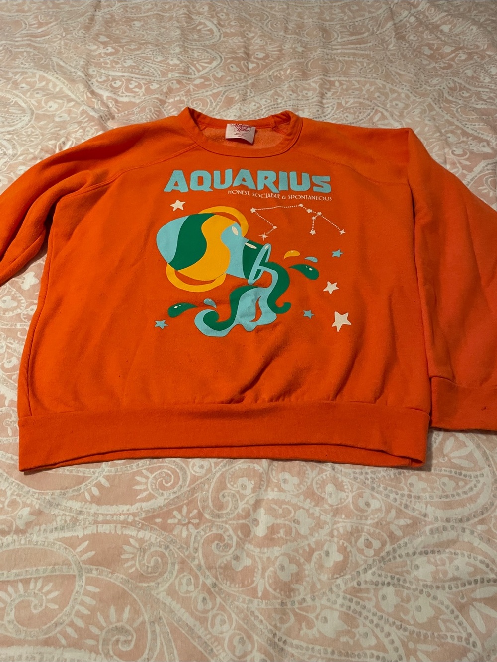 Midnight Rider Orange Aquarius Graphic Crewneck Sweatshirt